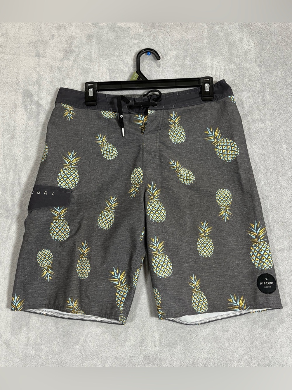 Rip Curl Pineapple Design Grey Boardshort Swim Trunks Size 30